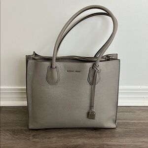 Michael Kors Gray Leather Tote Bag